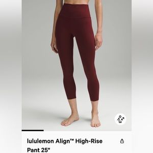NWT Lululemon Align Leggings Red Merlot 25” Size 6